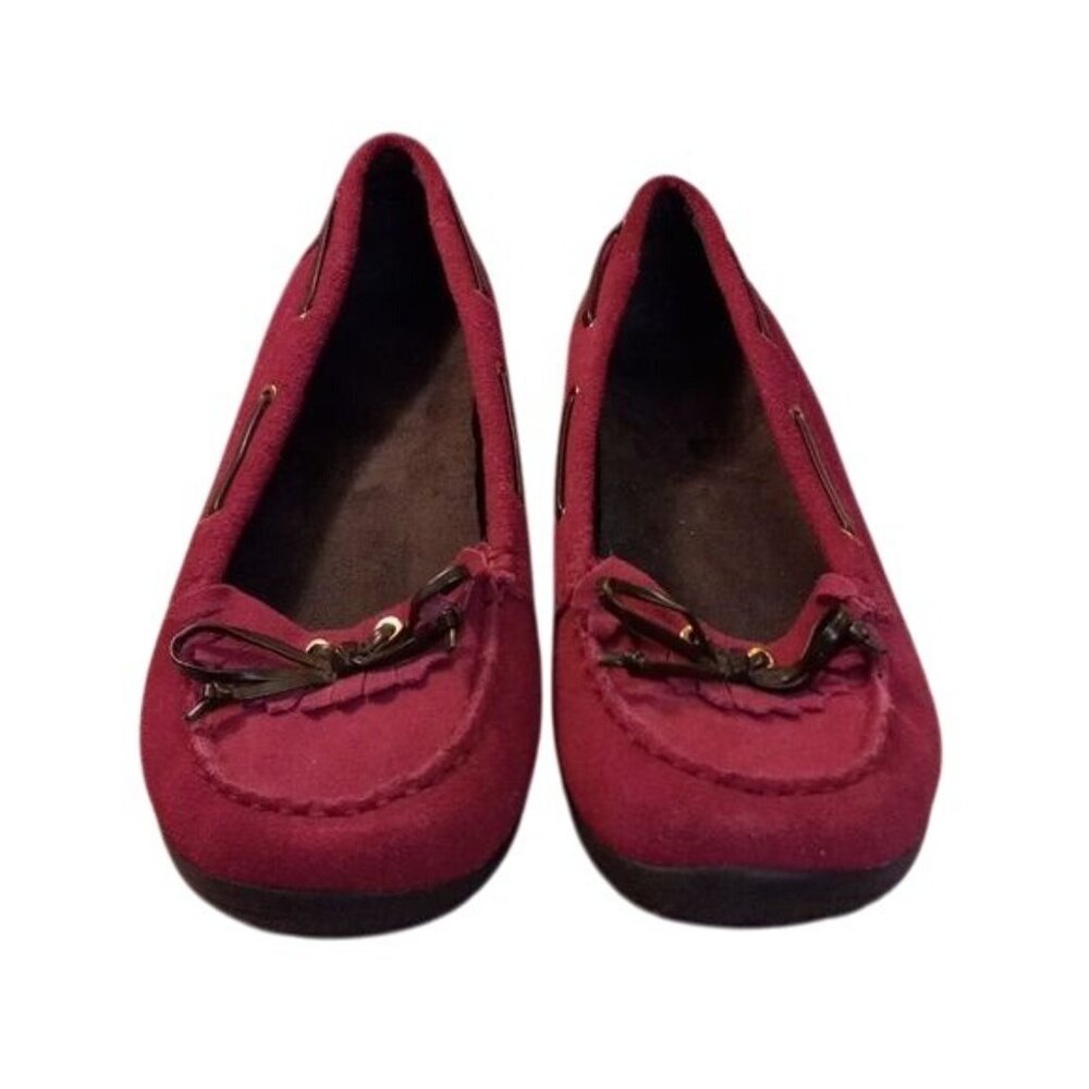 Vionic Size 8.5 Orthaheel Kiltie Pink Suede Moccasin Loafers Boat Shoes Flats - Picture 6 of 10